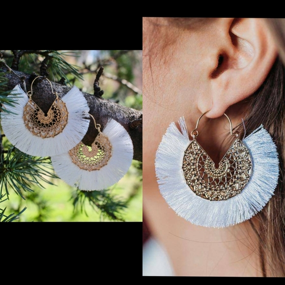 Anthropologie Jewelry - ANTHROPOLOGIE Amelia Filigree Fringe Hoop Earrings